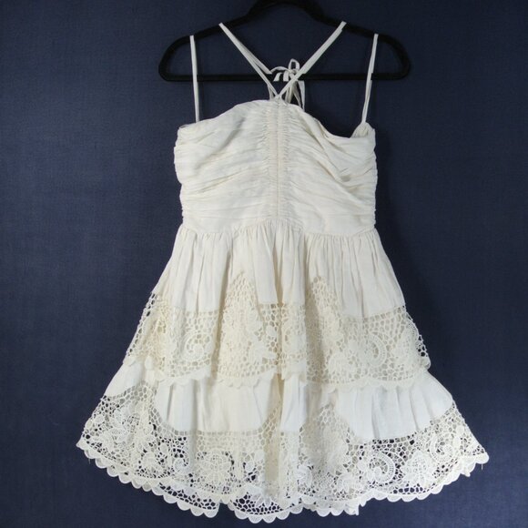 NEW Ulla Johnson Savannah Floral-lace Halterneck Dress In Ivory Size 8 #1489 - Picture 7 of 12